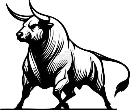 Illustration for Refined vector depiction of a black bull on a white background - Royalty Free Image