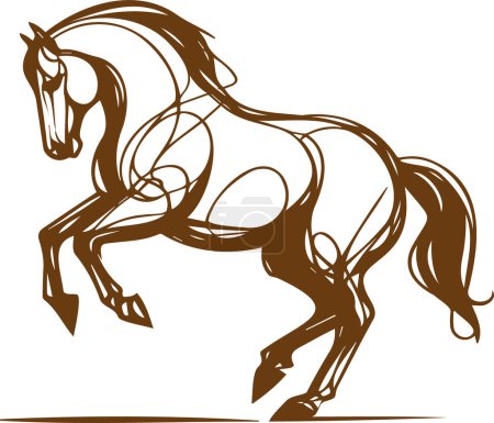 Obra de arte vectorial minimalista caballo con un boceto de un corcel