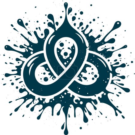 abstract triquetra in the form of an ink blot with splashes