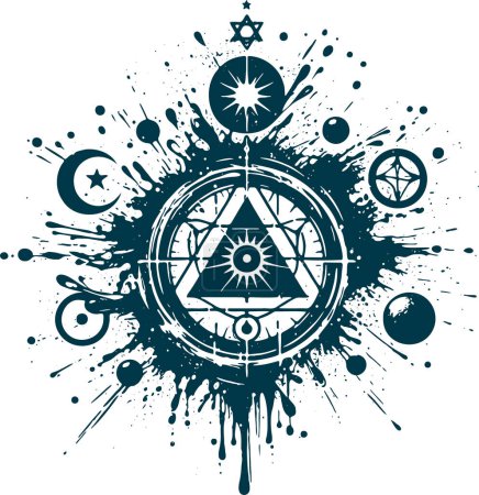 Masonic symbol of the all-seeing eye in vectno stencil abstraction