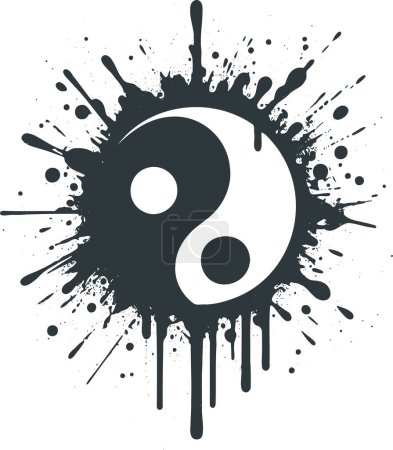 Pochoir vectoriel designer du symbole Yin et Yang