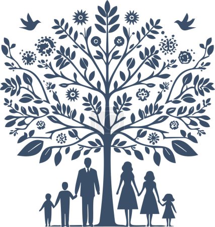 Ancestry pedigree tree symbol and genealogical vector graphic