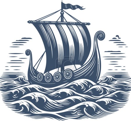 Vector illustration of an antique wooden sailing vessel