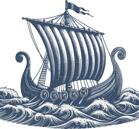 Vektorgrafik eines historischen hölzernen Segelschiffs
