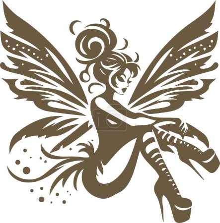 Pin up fairy vector template featuring a charming and stylish winged character