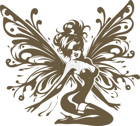 Pin up style vector illustration of an enchanting fairy with wings