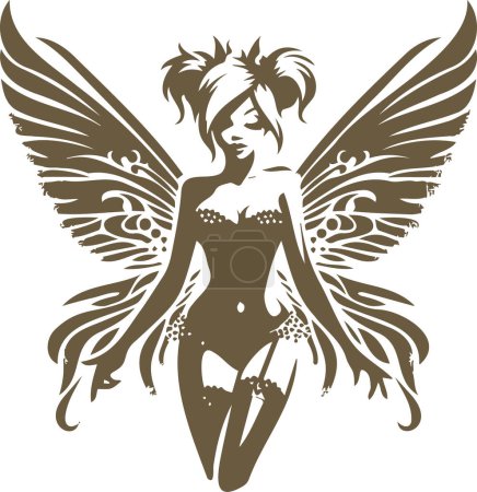 Vector design featuring a captivating pin up fairy with elegant wings