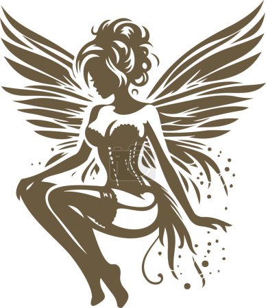 Vector illustration of a charming fairy with pin up flair and wings
