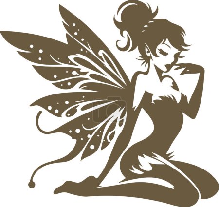 Vector illustration of a mesmerizing pin up fairy with enchanting wings
