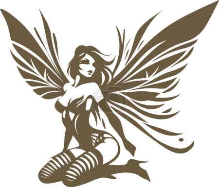 Pin up fairy vector design depicting a glamorous winged enchantress