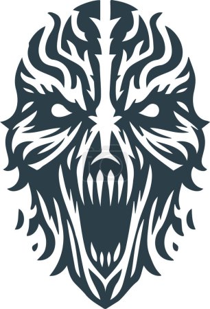 Illustration for Vector design portraying a haunting tribal mask in minimalist form - Royalty Free Image