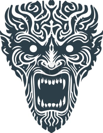 Vector template of a bone chilling tribal mask in minimalist style