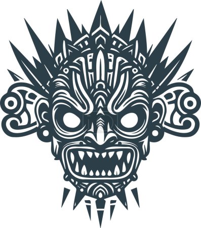 Minimalist tribal mask vector graphic with a sense of foreboding