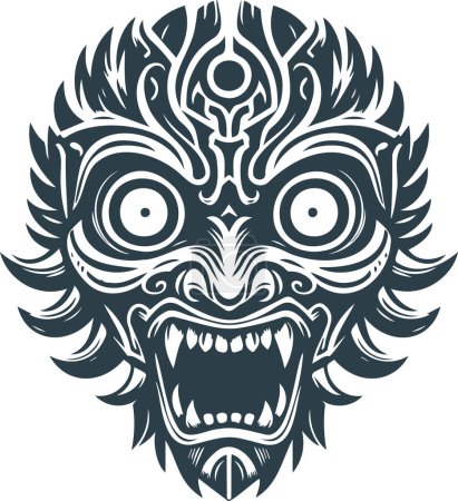 Minimalist tribal mask vector graphic evoking an atmosphere of horror