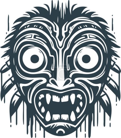 Minimalist tribal mask vector template with a sense of foreboding