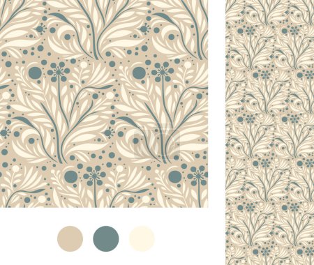 Ilustración de Patrón floral sin costuras en tonos beige como fondo de arte vectorial - Imagen libre de derechos