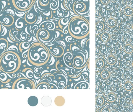 modern stylish seamless floral pattern with swirls as vector hand drawn background