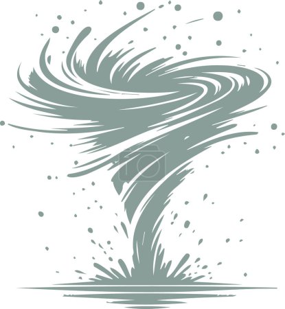 spinning fast vortex tornado over water abstract vector stencil design