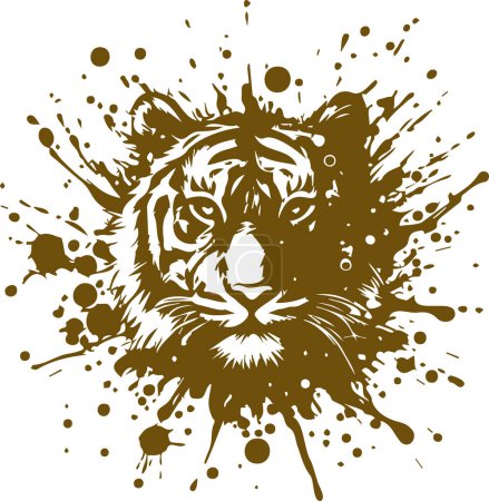 Tiger in Vektorschablone mit abstrakten Spritzern
