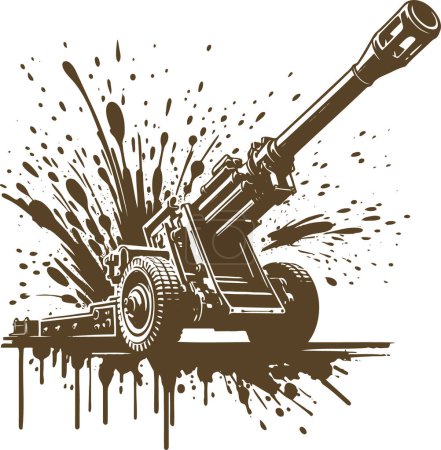 Abstract stencil art of a modern towed artillery gun