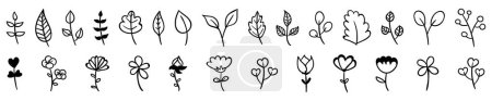 Photo for Flowers icon set. Flowers isolated on transparent background. Flowers in modern simple. Cute round flower plant nature collection.Hand drawn flower set.Flower icon collection. Vector illustration - Royalty Free Image