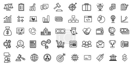 Photo for Vector business and finance editable stroke line icon set with money, bank, check.Business and finance web icon set - minimal thin line web icon set. Outline icons collection. Vector illustration - Royalty Free Image