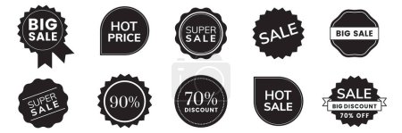 Photo for Set of Sale badges. Sale quality tags and labels. Template banner shopping badges. Special offer, sale, discount, shop, black friday.Set of sale sticker, price tag, starburst. Vector illustration - Royalty Free Image