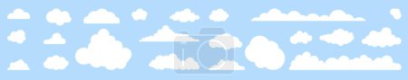 Photo for Cloud. Abstract white cloudy set isolated on blue background.Set of clouds. Vector illustration - Royalty Free Image