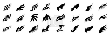 Photo for Set of black wings icons. Wings badges. Collection wings badges.Modern minimalistic design. Vector illustration - Royalty Free Image