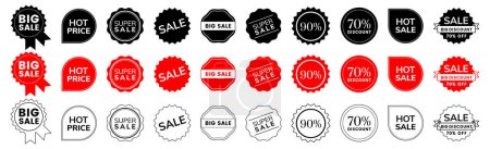 Photo for Set of Sale badges. Sale quality tags and labels. Template banner shopping badges. Special offer, sale, discount, shop, black friday. Vector illustration - Royalty Free Image