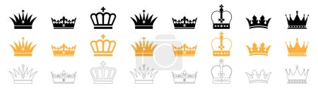 Photo for Crown icon set. Crown sign collection.Big collection quolity crowns. Collection of crown silhouette. Gold crown. Vector illustration - Royalty Free Image