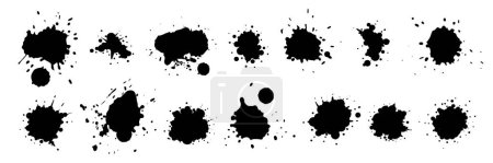 Photo for Set different black splash, collection brush strokes.Ink drops and splashes. Blotter spots, liquid paint drip drop splash and ink splatter. Artistic dirty grunge abstract spot. Vector illustration - Royalty Free Image