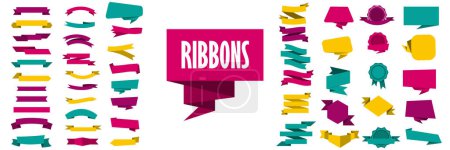 Photo for Colorful Vector Ribbon Banners. Set of Ribbons Banners with Label, Tag and Quality Badges. Banners set and colorful Ribbon, isolated on white background. Vector illustration - Royalty Free Image