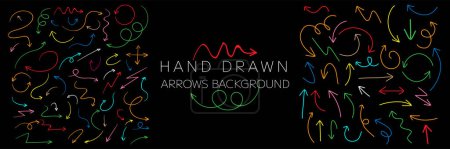 Photo for Charcoal hand drawn pencil arrows. Doodle curved chalk darts.Arrow icon. Arrow vector collection. Arrow. Cursor. Vector illustration - Royalty Free Image
