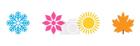 Photo for Four seasons icon set. 4 Vector graphic element illustrations representing winter, spring, summer, autumn.Weather element. Vector illustration - Royalty Free Image
