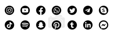 Photo for Realistic social media logotype collection.Round social media icons or social network logos flat vector icon. Vector illustration - Royalty Free Image