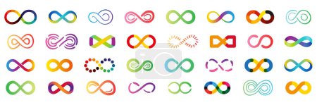 Photo for Infinity abstract multicolor signs set. Unlimited infinity collection icons flat style. Vector illustration - Royalty Free Image