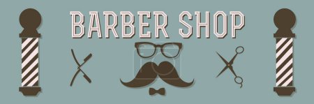 Photo for Set of barbershop vector vintage hipster logo illustration design. Vector illustration - Royalty Free Image