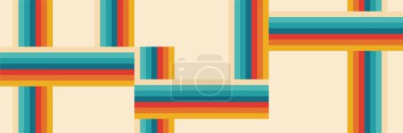 Illustration for Abstract background of rainbow groovy.design in 1970s Hippie Retro style. Vector illustration - Royalty Free Image