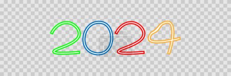 Photo for Happy new year 2024 design. With colorful truncated number illustrations. Premium vector design for poster, banner. Vector illustration - Royalty Free Image