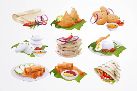 Ilustración de Vector conjunto de comida mexicana - Imagen libre de derechos