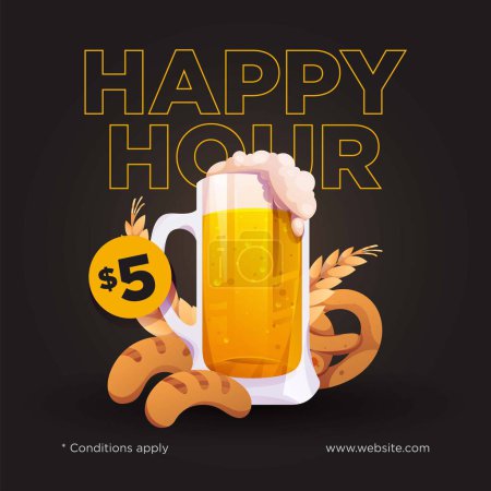 Illustration for Oktoberfest beer festival social media post and banner - Royalty Free Image