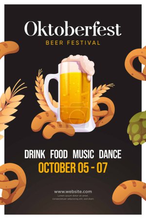 Illustration for Oktoberfest beer festival poster banner - Royalty Free Image