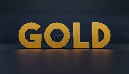 GOLD. Das Wort Gold in Großbuchstaben und in Goldmetallic eingefärbt. 3D-Illustration