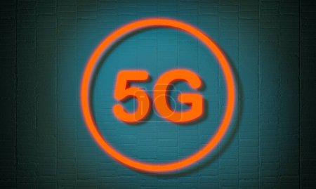 Mobilfunkstandard 5G, Breitbandtechnologie. Neuer Telekommunikationsstandard und Mobilfunkkonzept. 3D-Illustration