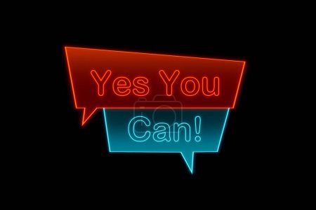 Téléchargez les photos : Si, tu peux. Bannière lumineuse avec le texte "Oui vous pouvez" en orange et bleu. Confiance, encouragement, état d'esprit, motivation, conseils et confiance en soi - en image libre de droit