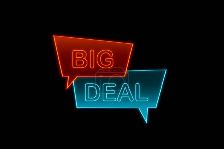 Photo for Big Deal. Glowing banner with the  text "Big Deal" in orange and blue. Sale, agreement, shopping, commercial sign, retail business, commercial activity and making money. - Royalty Free Image