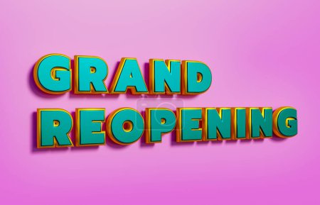 Photo for Grand reopening. Words in capital letters, gold metallic shiny style. Saying, Grand Reopening. Business, opening event  and marketing. 3D illustration - Royalty Free Image