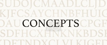 Photo for Concepts. Page with random letters and the word "Concepts" in black. Notions, hypothesese and theories. - Royalty Free Image