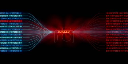 Photo for Hacked! Binary code, system message. Big data, access, digital, information. - Royalty Free Image